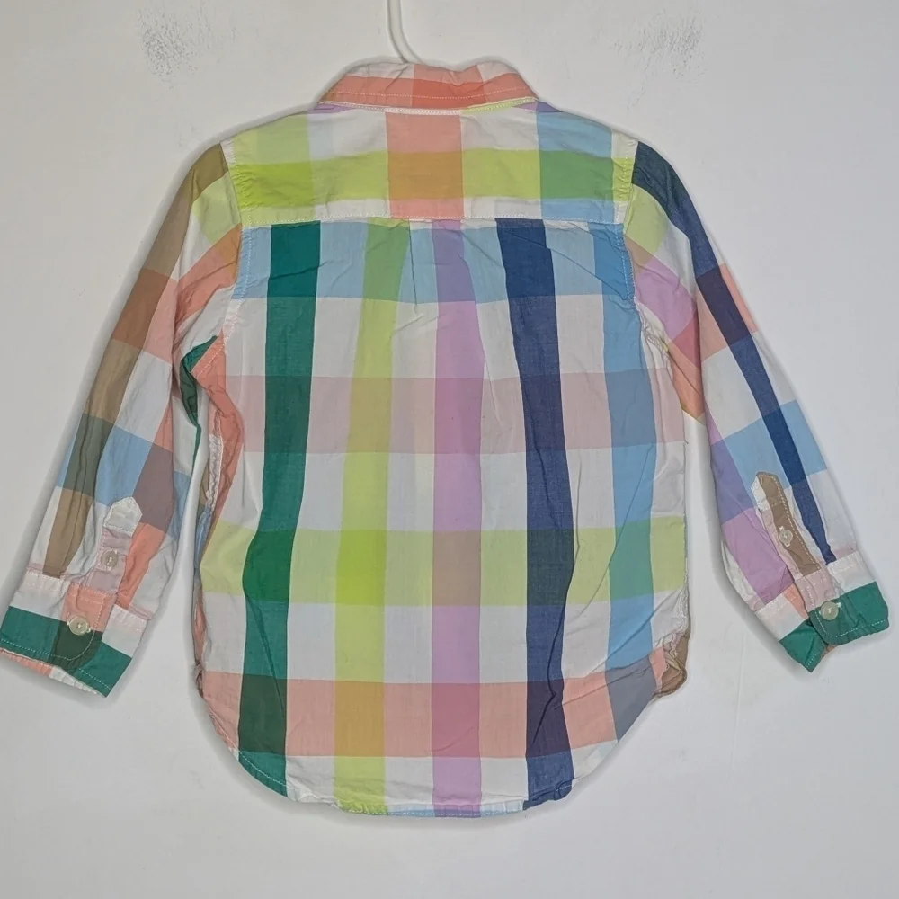 ✨3/$15 Baby GAP Peach Blue Green White Striped Long Sleeve Collared Button Up 3